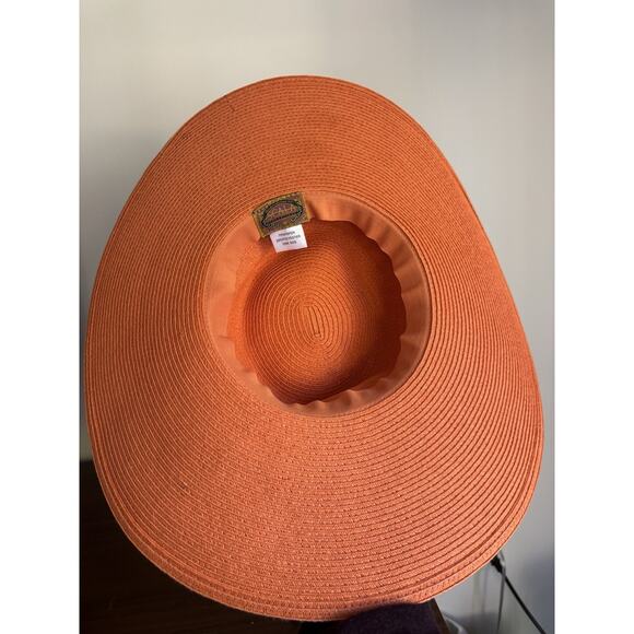 Scale Large Brim Straw Hat Women Summer Sun Hat Orange - Picture 5 of 5